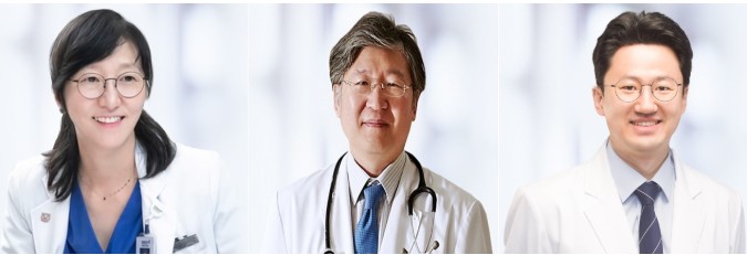 서울대학교병원 채종희, 강형진, 신정환 교수가 흰색 의사 가운을 입고 있는 상반신 프로필 사진